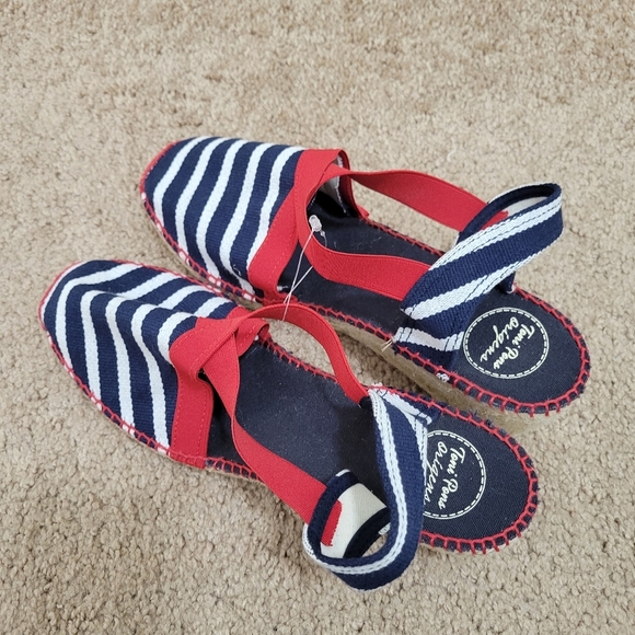 Toni Pons Tarbes Nautical Blue Red Espadrille Wedge Slingback Sandal 42 / US 11 - Picture 4 of 10